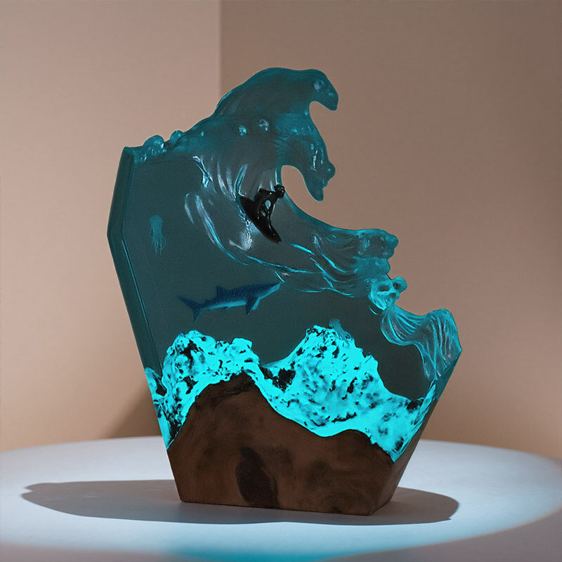 Reslol Whale & Ocean Epoxy Resin Decorative Night Lamp